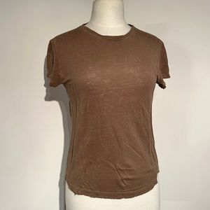 Frame XS linen t shirt with distressed edging
